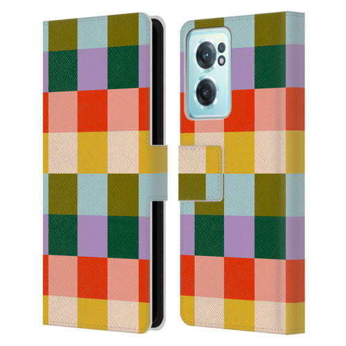 Gabriela Thomeu Retro Checkered Rainbow Vibe Leather Book Wallet Case Cover For OnePlus Nord CE 2 5G