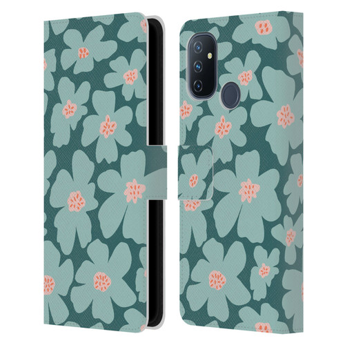 Gabriela Thomeu Retro Daisy Green Leather Book Wallet Case Cover For OnePlus Nord N100