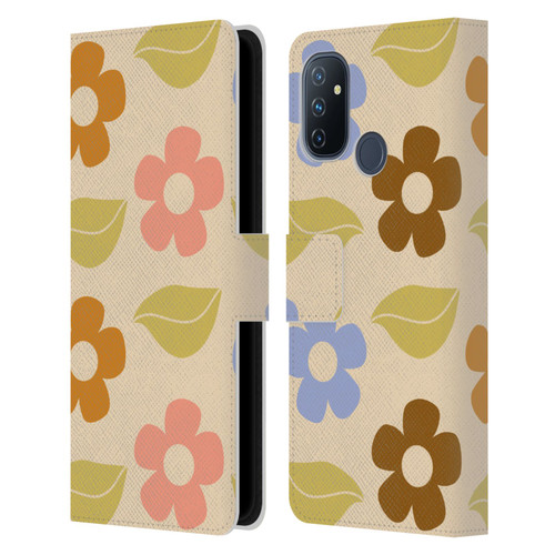 Gabriela Thomeu Retro Flower Vibe Vintage Pattern Leather Book Wallet Case Cover For OnePlus Nord N100