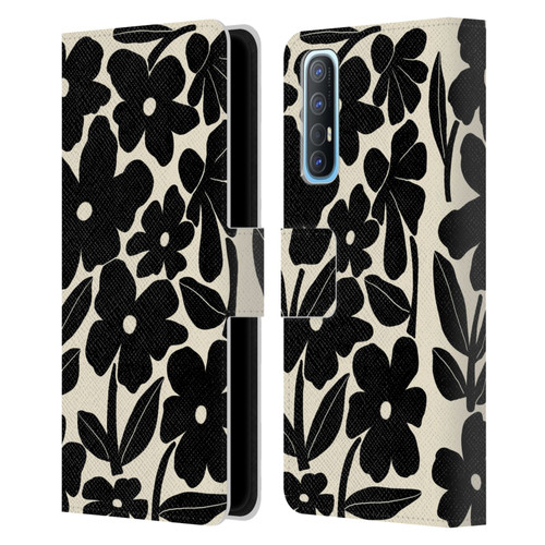 Gabriela Thomeu Retro Black And White Groovy Leather Book Wallet Case Cover For OPPO Find X2 Neo 5G