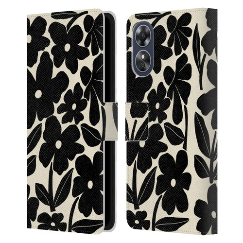 Gabriela Thomeu Retro Black And White Groovy Leather Book Wallet Case Cover For OPPO A17