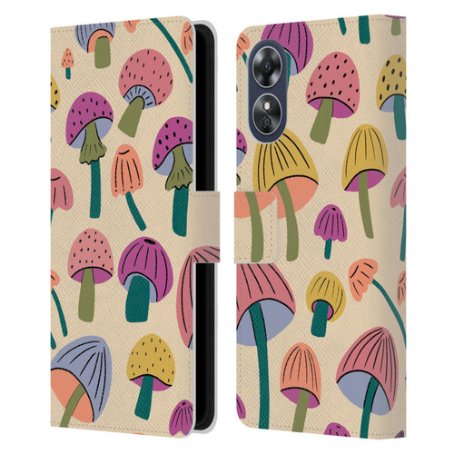 Gabriela Thomeu Retro Magic Mushroom Leather Book Wallet Case Cover For OPPO A17
