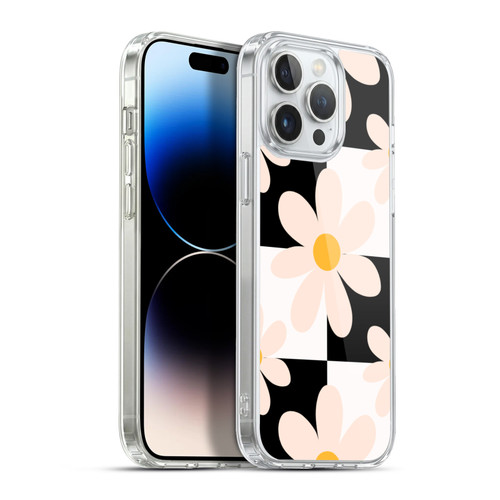 Gabriela Thomeu Retro Black & White Checkered Daisies Soft Gel Case for Apple iPhone 13 Pro Max & MagSafe