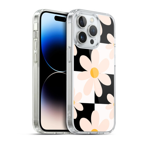 Gabriela Thomeu Retro Black & White Checkered Daisies Soft Gel Case for Apple iPhone 13 Pro & MagSafe