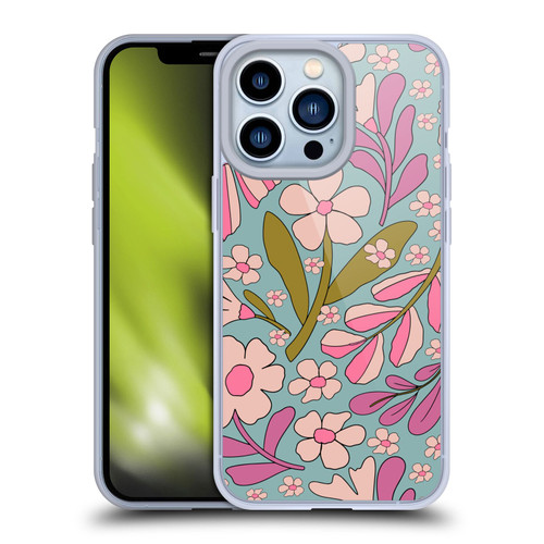 Gabriela Thomeu Retro Groovy 70s Blue Soft Gel Case for Apple iPhone 13 Pro