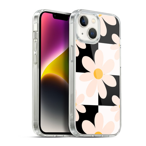 Gabriela Thomeu Retro Black & White Checkered Daisies Soft Gel Case for Apple iPhone 14