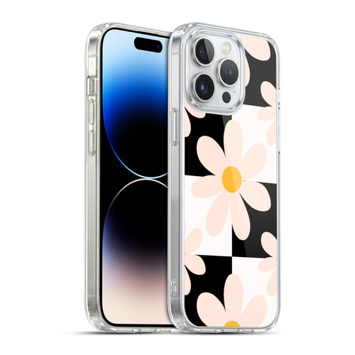 Gabriela Thomeu Retro Black & White Checkered Daisies Soft Gel Case for Apple iPhone 14 Pro Max & MagSafe
