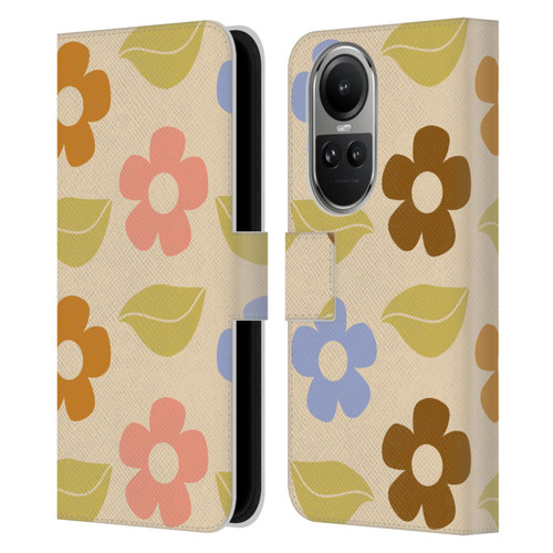 Gabriela Thomeu Retro Flower Vibe Vintage Pattern Leather Book Wallet Case Cover For OPPO Reno10 5G / Reno10 Pro 5G