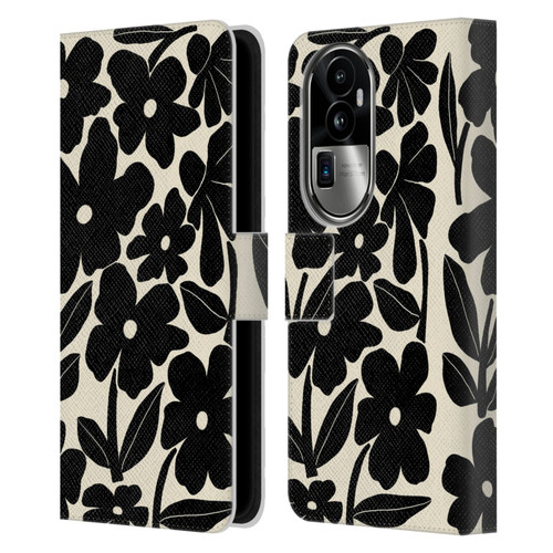 Gabriela Thomeu Retro Black And White Groovy Leather Book Wallet Case Cover For OPPO Reno10 Pro+