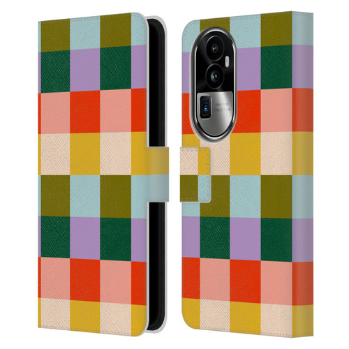 Gabriela Thomeu Retro Checkered Rainbow Vibe Leather Book Wallet Case Cover For OPPO Reno10 Pro+