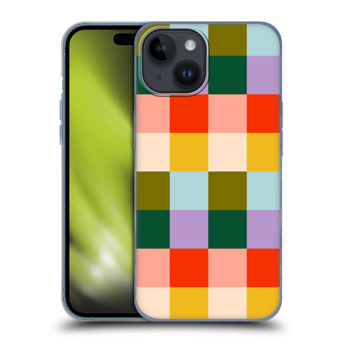 Gabriela Thomeu Retro Checkered Rainbow Vibe Soft Gel Case for Apple iPhone 15