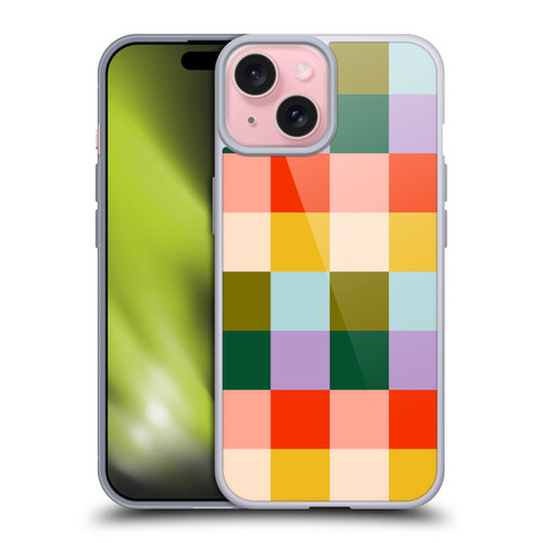 Gabriela Thomeu Retro Checkered Rainbow Vibe Soft Gel Case for Apple iPhone 15