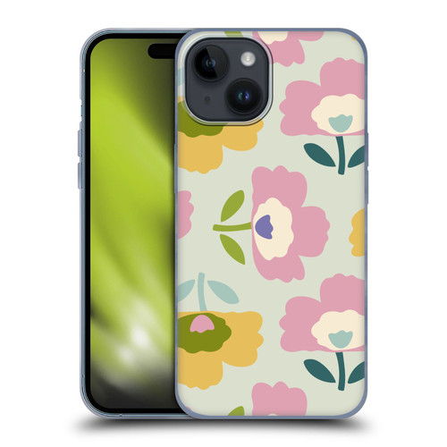 Gabriela Thomeu Retro Scandinavian Floral Soft Gel Case for Apple iPhone 15