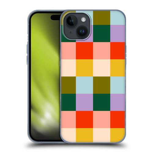 Gabriela Thomeu Retro Checkered Rainbow Vibe Soft Gel Case for Apple iPhone 15 Plus