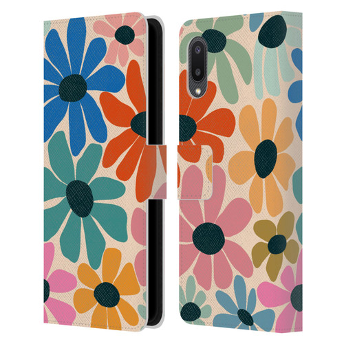 Gabriela Thomeu Retro Fun Floral Rainbow Color Leather Book Wallet Case Cover For Samsung Galaxy A02/M02 (2021)
