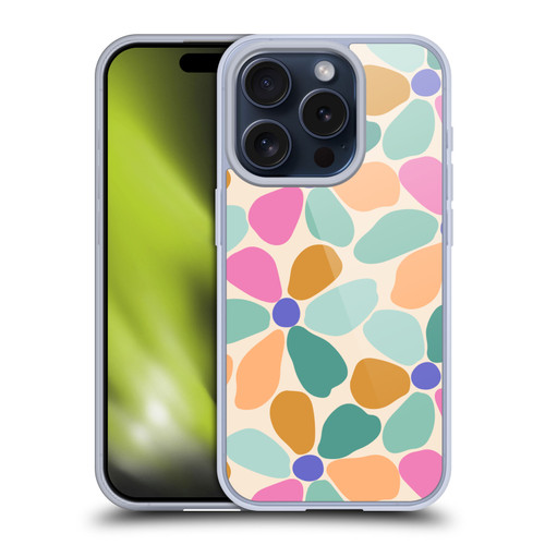 Gabriela Thomeu Retro Colorful Flowers Soft Gel Case for Apple iPhone 15 Pro