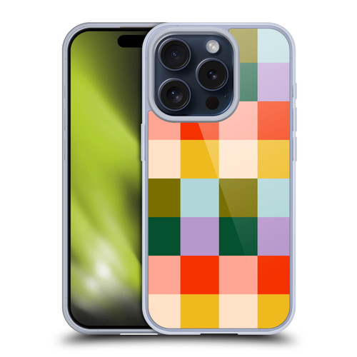 Gabriela Thomeu Retro Checkered Rainbow Vibe Soft Gel Case for Apple iPhone 15 Pro