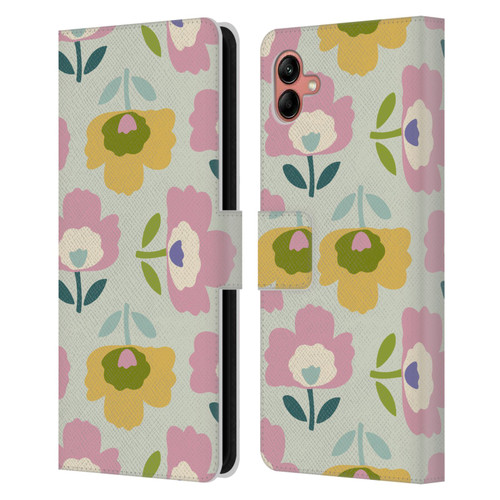 Gabriela Thomeu Retro Scandinavian Floral Leather Book Wallet Case Cover For Samsung Galaxy A04 (2022)