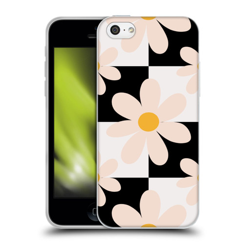 Gabriela Thomeu Retro Black & White Checkered Daisies Soft Gel Case for Apple iPhone 5c