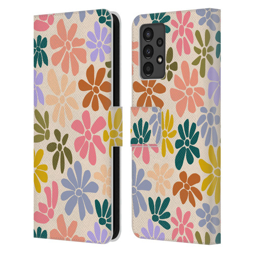 Gabriela Thomeu Retro Rainbow Color Floral Leather Book Wallet Case Cover For Samsung Galaxy A13 (2022)