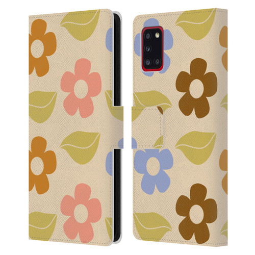 Gabriela Thomeu Retro Flower Vibe Vintage Pattern Leather Book Wallet Case Cover For Samsung Galaxy A31 (2020)