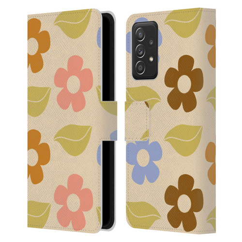 Gabriela Thomeu Retro Flower Vibe Vintage Pattern Leather Book Wallet Case Cover For Samsung Galaxy A52 / A52s / 5G (2021)