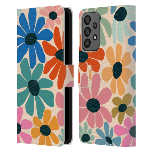 Gabriela Thomeu Retro Fun Floral Rainbow Color Leather Book Wallet Case Cover For Samsung Galaxy A73 5G (2022)