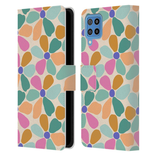 Gabriela Thomeu Retro Colorful Flowers Leather Book Wallet Case Cover For Samsung Galaxy F22 (2021)
