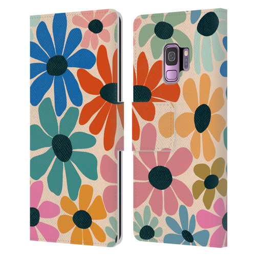 Gabriela Thomeu Retro Fun Floral Rainbow Color Leather Book Wallet Case Cover For Samsung Galaxy S9