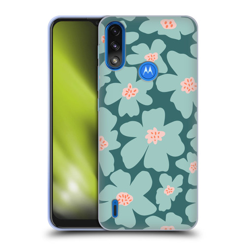 Gabriela Thomeu Retro Daisy Green Soft Gel Case for Motorola Moto E7 Power / Moto E7i Power