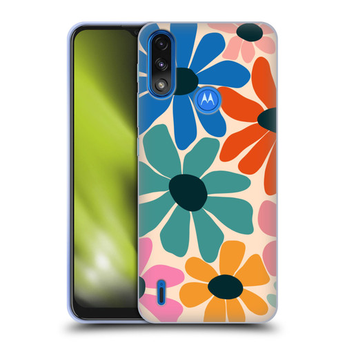 Gabriela Thomeu Retro Fun Floral Rainbow Color Soft Gel Case for Motorola Moto E7 Power / Moto E7i Power