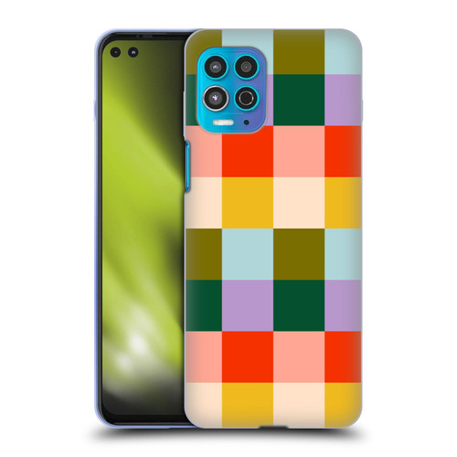 Gabriela Thomeu Retro Checkered Rainbow Vibe Soft Gel Case for Motorola Moto G100