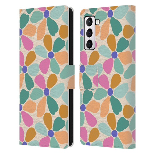 Gabriela Thomeu Retro Colorful Flowers Leather Book Wallet Case Cover For Samsung Galaxy S21+ 5G