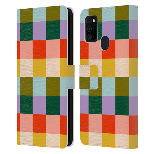 Gabriela Thomeu Retro Checkered Rainbow Vibe Leather Book Wallet Case Cover For Samsung Galaxy M30s (2019)/M21 (2020)