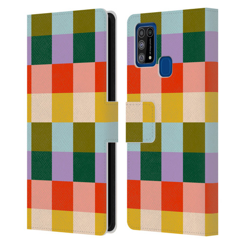 Gabriela Thomeu Retro Checkered Rainbow Vibe Leather Book Wallet Case Cover For Samsung Galaxy M31 (2020)