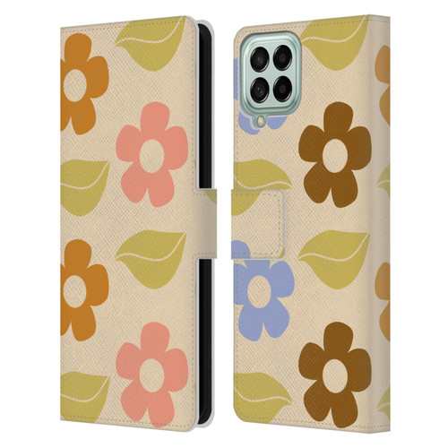 Gabriela Thomeu Retro Flower Vibe Vintage Pattern Leather Book Wallet Case Cover For Samsung Galaxy M53 (2022)
