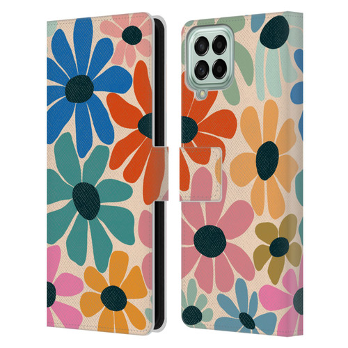 Gabriela Thomeu Retro Fun Floral Rainbow Color Leather Book Wallet Case Cover For Samsung Galaxy M53 (2022)