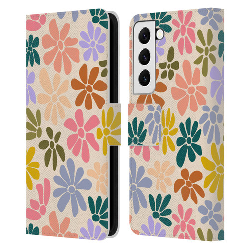 Gabriela Thomeu Retro Rainbow Color Floral Leather Book Wallet Case Cover For Samsung Galaxy S22 5G