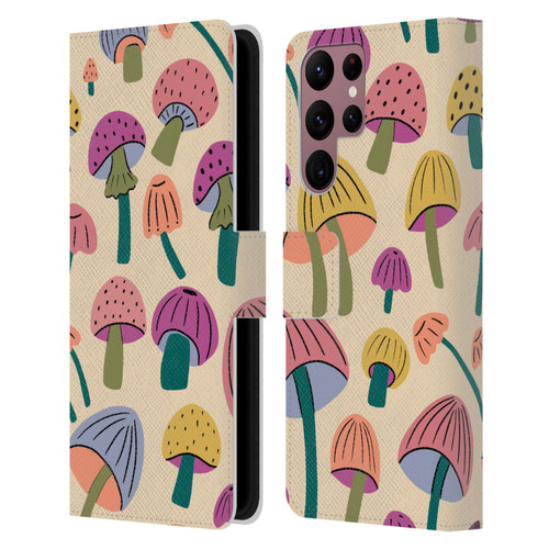 Gabriela Thomeu Retro Magic Mushroom Leather Book Wallet Case Cover For Samsung Galaxy S22 Ultra 5G