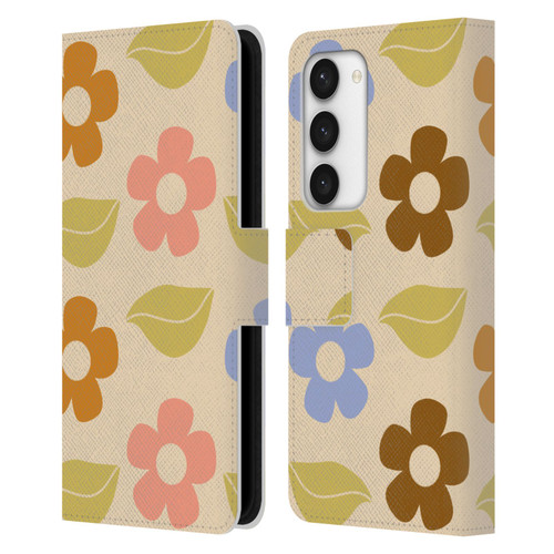 Gabriela Thomeu Retro Flower Vibe Vintage Pattern Leather Book Wallet Case Cover For Samsung Galaxy S23 5G