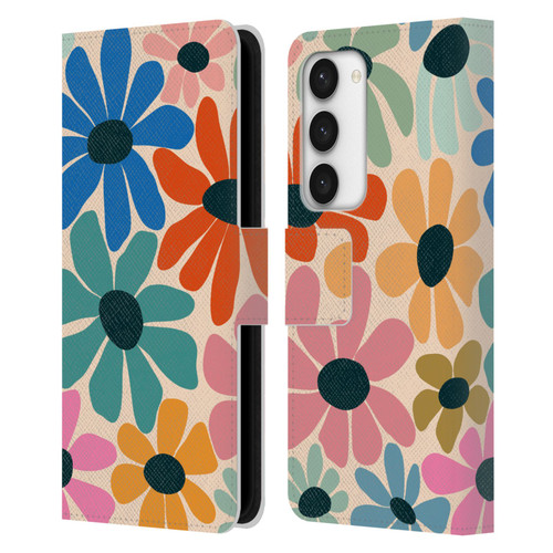 Gabriela Thomeu Retro Fun Floral Rainbow Color Leather Book Wallet Case Cover For Samsung Galaxy S23 5G