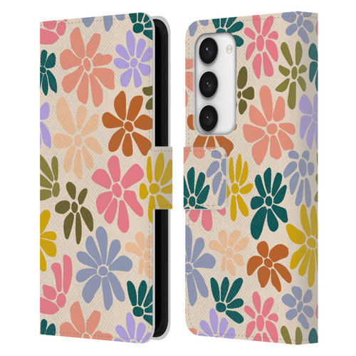 Gabriela Thomeu Retro Rainbow Color Floral Leather Book Wallet Case Cover For Samsung Galaxy S23 5G