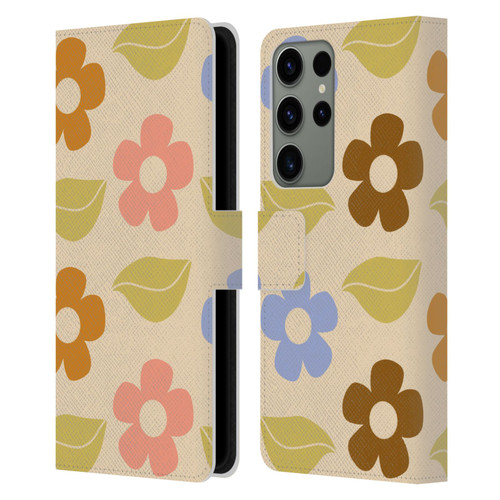 Gabriela Thomeu Retro Flower Vibe Vintage Pattern Leather Book Wallet Case Cover For Samsung Galaxy S23 Ultra 5G