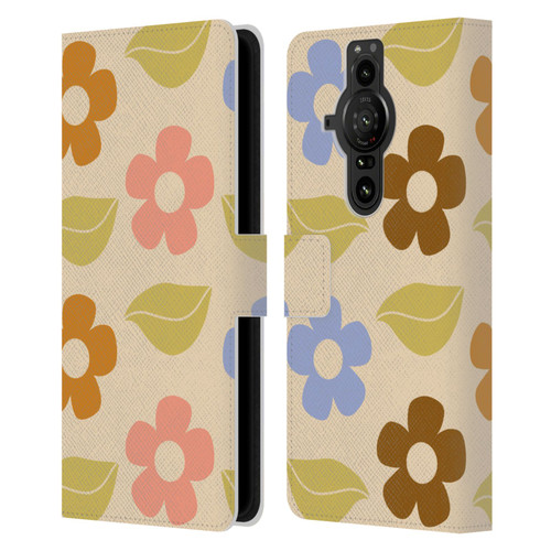 Gabriela Thomeu Retro Flower Vibe Vintage Pattern Leather Book Wallet Case Cover For Sony Xperia Pro-I