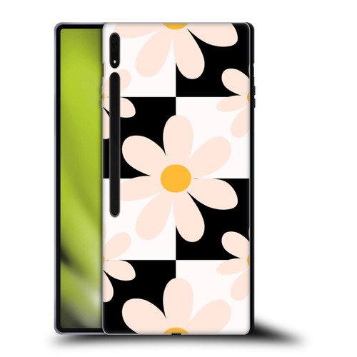 Gabriela Thomeu Retro Black & White Checkered Daisies Soft Gel Case for Samsung Galaxy Tab S8 Ultra