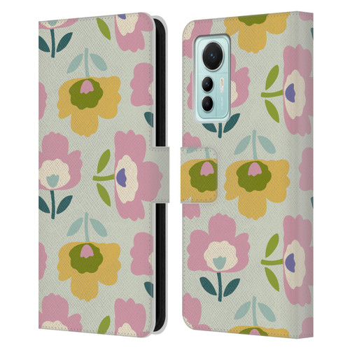 Gabriela Thomeu Retro Scandinavian Floral Leather Book Wallet Case Cover For Xiaomi 12 Lite