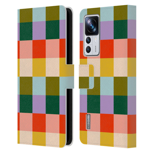 Gabriela Thomeu Retro Checkered Rainbow Vibe Leather Book Wallet Case Cover For Xiaomi 12T Pro