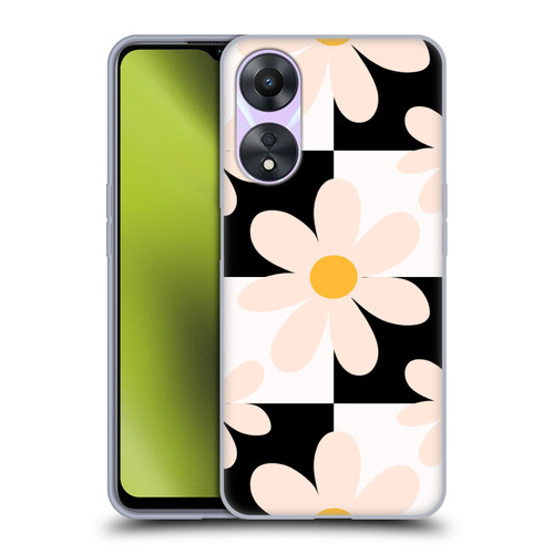 Gabriela Thomeu Retro Black & White Checkered Daisies Soft Gel Case for OPPO A78 4G