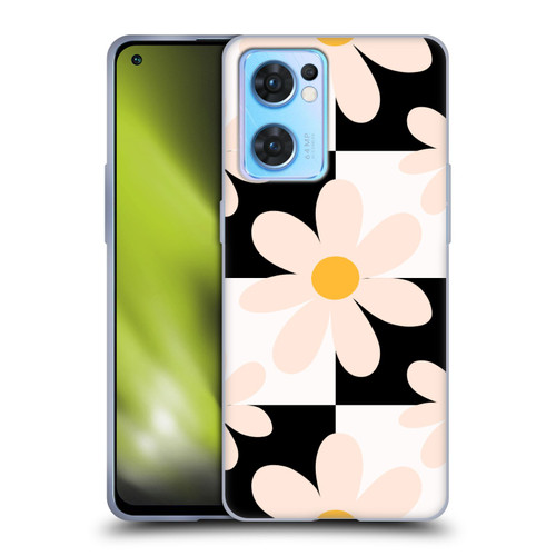 Gabriela Thomeu Retro Black & White Checkered Daisies Soft Gel Case for OPPO Reno7 5G / Find X5 Lite