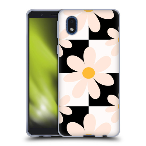 Gabriela Thomeu Retro Black & White Checkered Daisies Soft Gel Case for Samsung Galaxy A01 Core (2020)